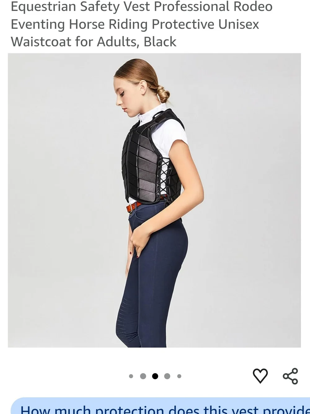Men's Black Equestrian Safety Riding Vest - Protective Eventing Waistcoat (SMAL)
